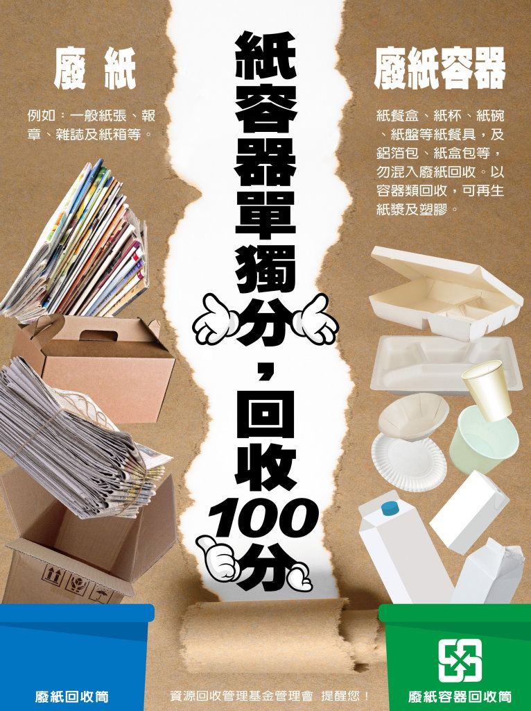 紙容器單獨分，回收100分